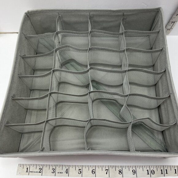 (2) Foldable Gray 24-Compartment Drawer Organizer/Socks/Underwear/Storage 15a - Picture 4 of 6